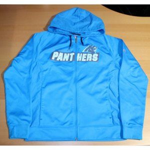 NFL Football Carolina Panthers Full Zip Jacket Medium Blue Majestic ThermaBase